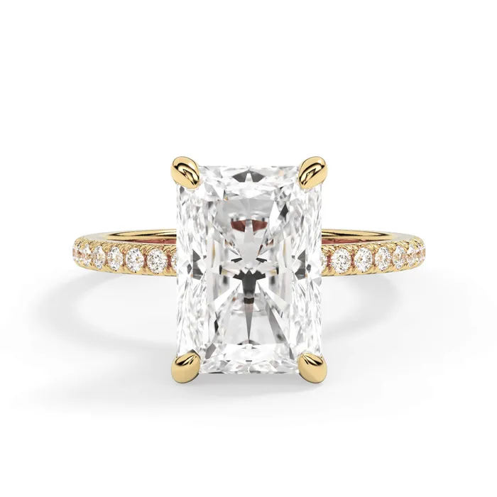 Rings deBebians Under Halo with Diamond Shank Engagement Ring Yellow Gold Wrap