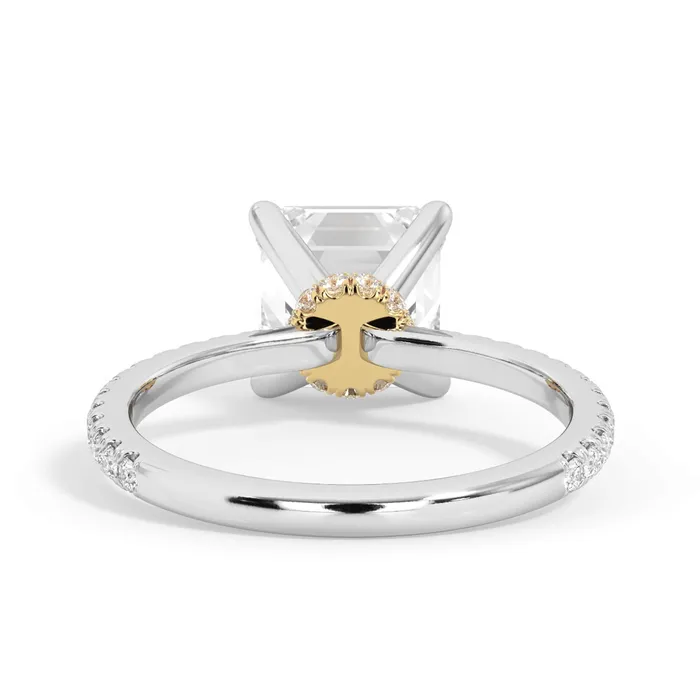 Rings deBebians Under Halo with Diamond Shank Engagement Ring Yellow Gold Wrap