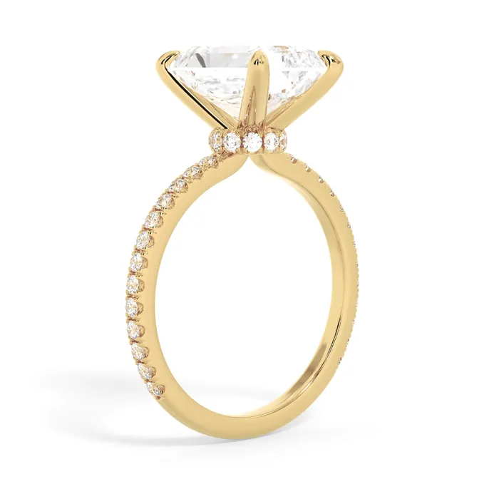 Rings deBebians Under Halo with Diamond Shank Engagement Ring Yellow Gold Wrap