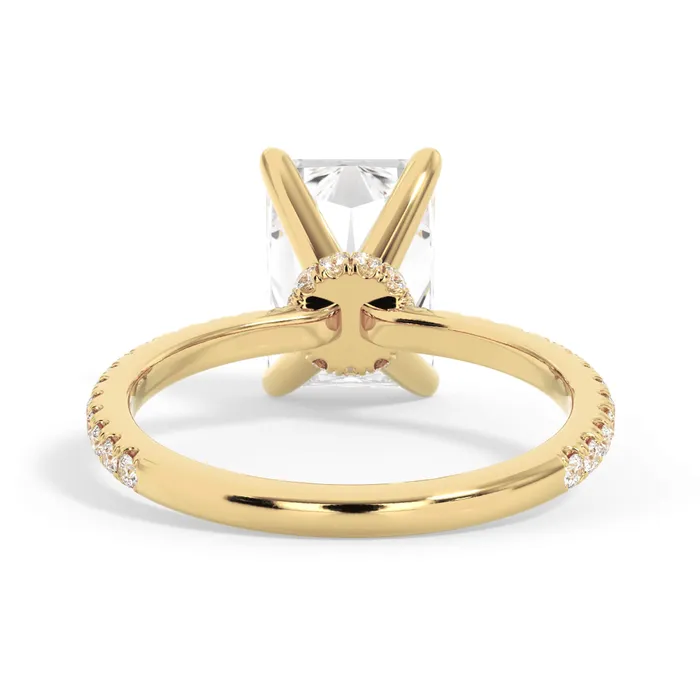Rings deBebians Under Halo with Diamond Shank Engagement Ring Yellow Gold Wrap