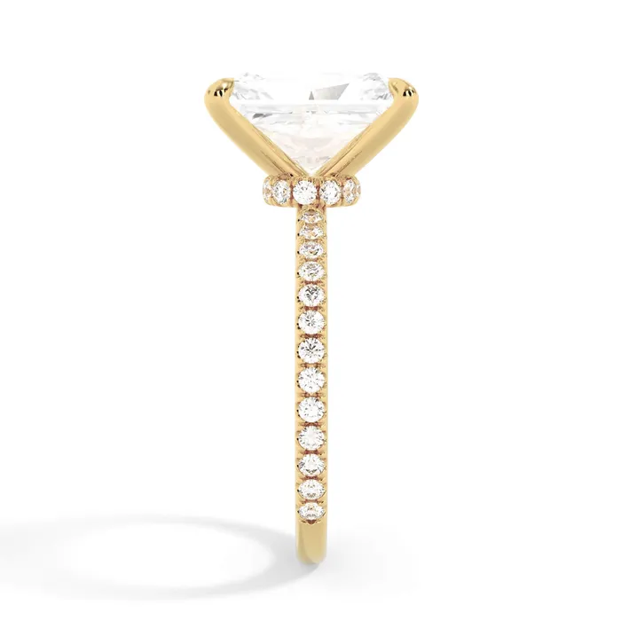 Rings deBebians Under Halo with Diamond Shank Engagement Ring Yellow Gold Wrap