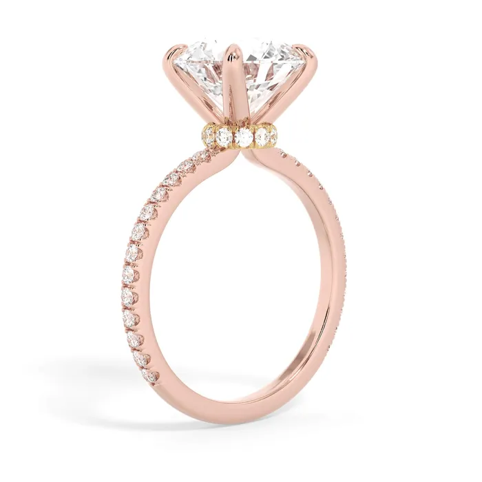 Rings deBebians Under Halo with Diamond Shank Engagement Ring Yellow Gold Wrap