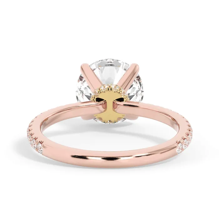 Rings deBebians Under Halo with Diamond Shank Engagement Ring Yellow Gold Wrap