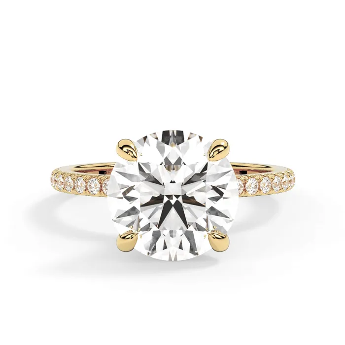 Rings deBebians Under Halo with Diamond Shank Engagement Ring Yellow Gold Wrap