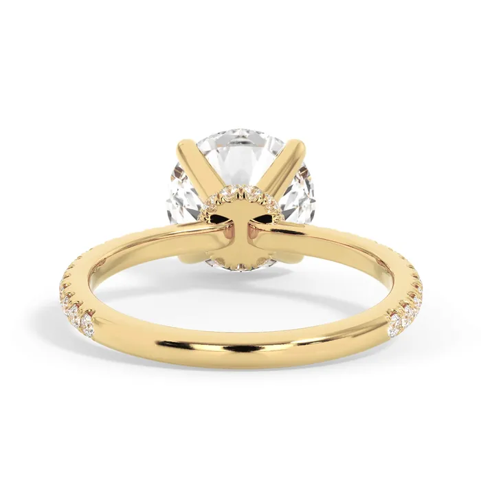 Rings deBebians Under Halo with Diamond Shank Engagement Ring Yellow Gold Wrap