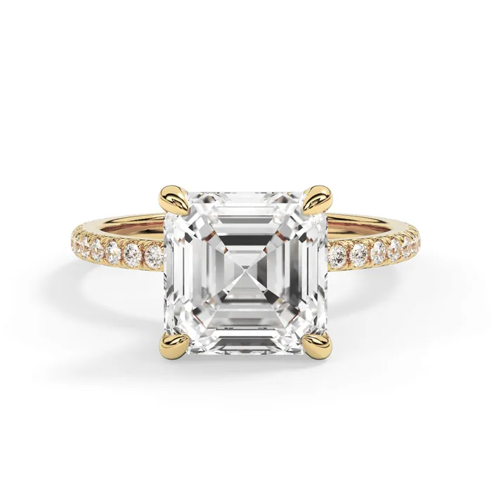 Rings deBebians Under Halo with Diamond Shank Engagement Ring Yellow Gold Wrap
