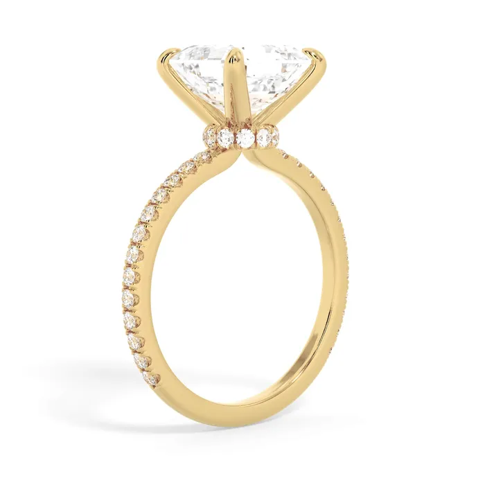 Rings deBebians Under Halo with Diamond Shank Engagement Ring Yellow Gold Wrap