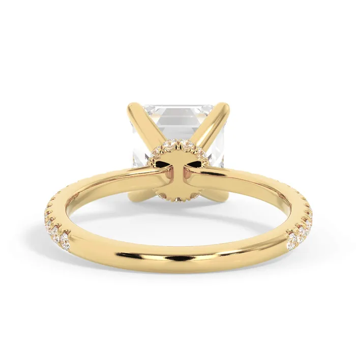 Rings deBebians Under Halo with Diamond Shank Engagement Ring Yellow Gold Wrap