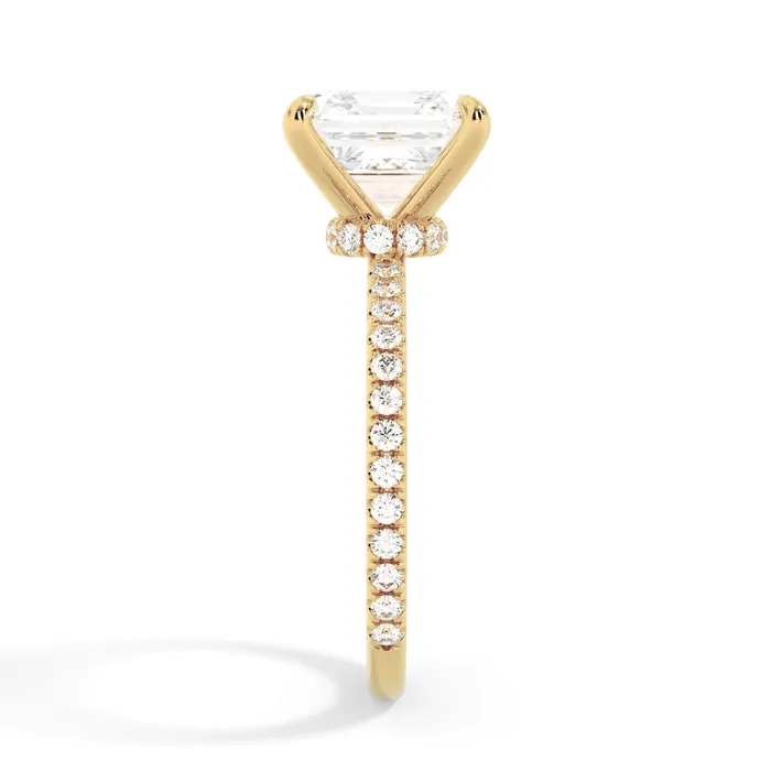 Rings deBebians Under Halo with Diamond Shank Engagement Ring Yellow Gold Wrap