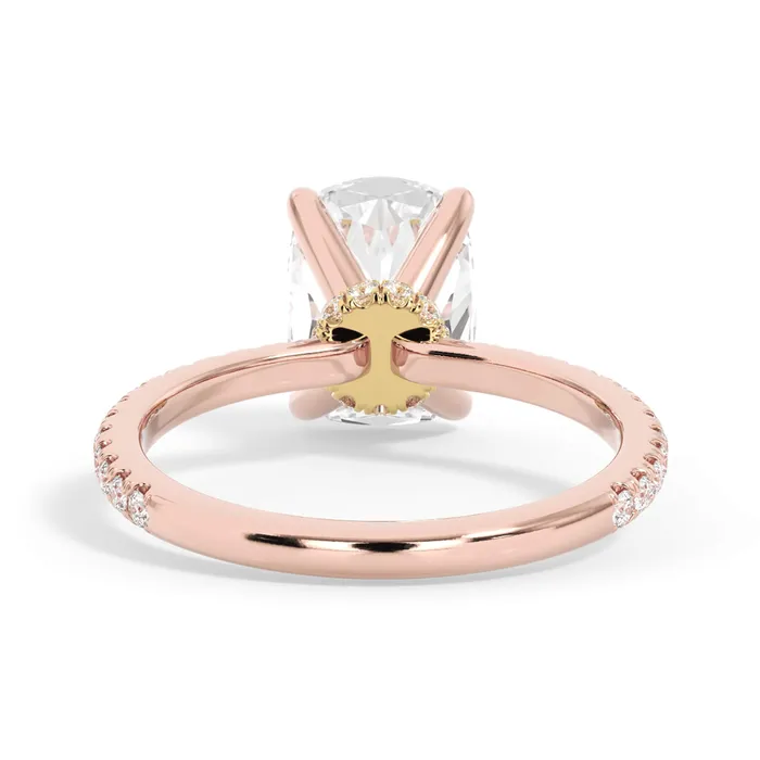 Rings deBebians Under Halo with Diamond Shank Engagement Ring Yellow Gold Wrap