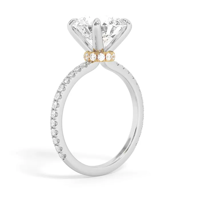 Rings deBebians Under Halo with Diamond Shank Engagement Ring Yellow Gold Wrap