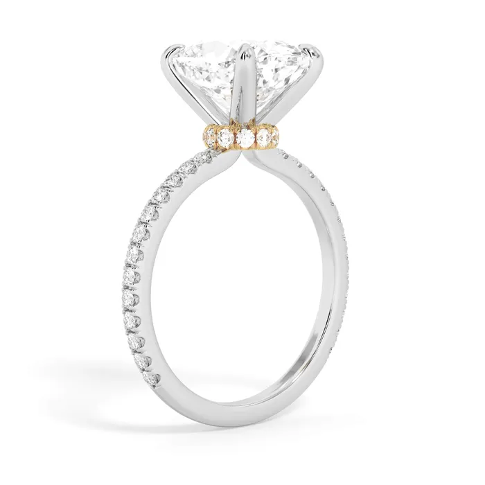 Rings deBebians Under Halo with Diamond Shank Engagement Ring Yellow Gold Wrap