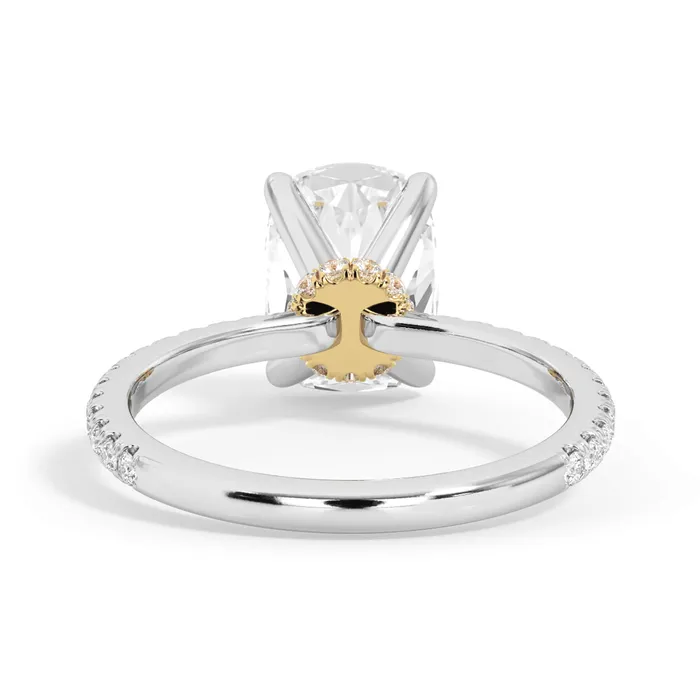Rings deBebians Under Halo with Diamond Shank Engagement Ring Yellow Gold Wrap