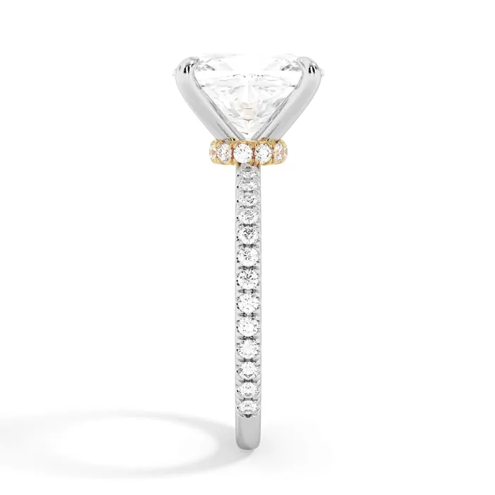 Rings deBebians Under Halo with Diamond Shank Engagement Ring Yellow Gold Wrap