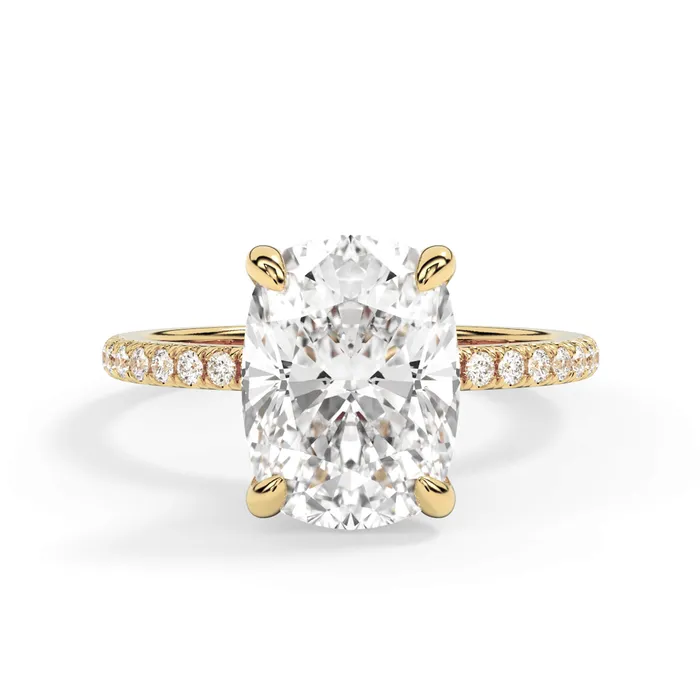 Rings deBebians Under Halo with Diamond Shank Engagement Ring Yellow Gold Wrap