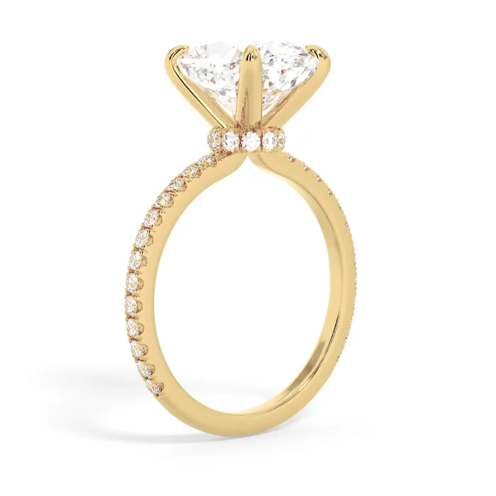Rings deBebians Under Halo with Diamond Shank Engagement Ring Yellow Gold Wrap