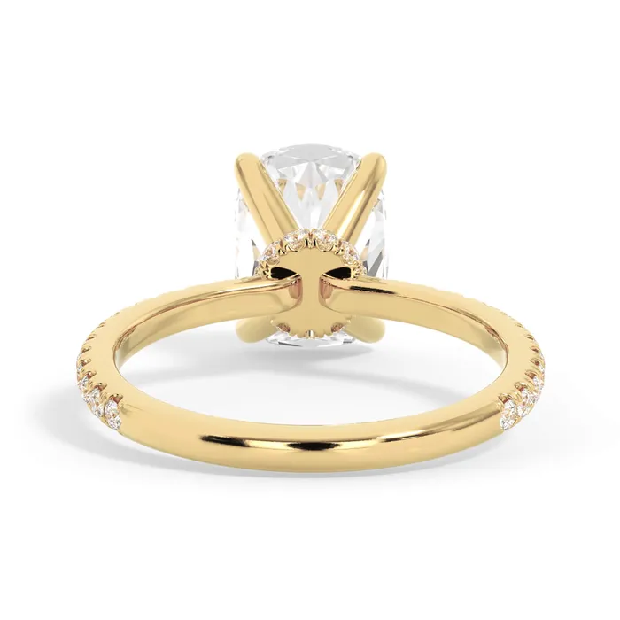 Rings deBebians Under Halo with Diamond Shank Engagement Ring Yellow Gold Wrap