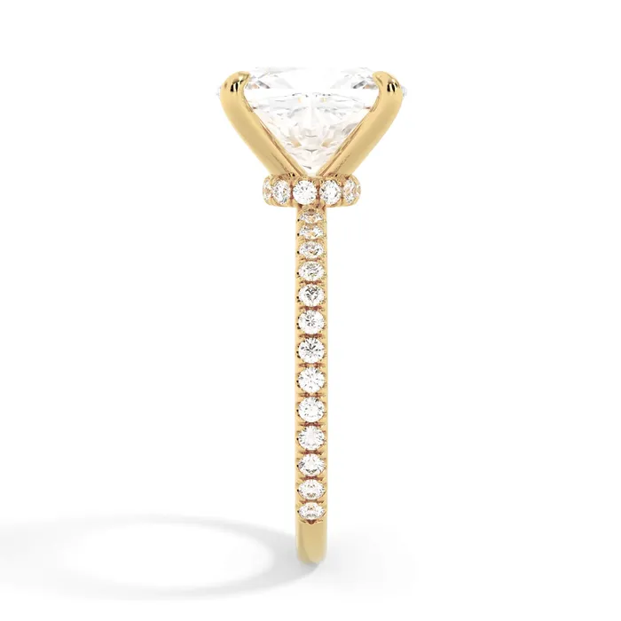 Rings deBebians Under Halo with Diamond Shank Engagement Ring Yellow Gold Wrap