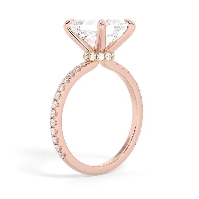 Rings deBebians Under Halo with Diamond Shank Engagement Ring Yellow Gold Wrap