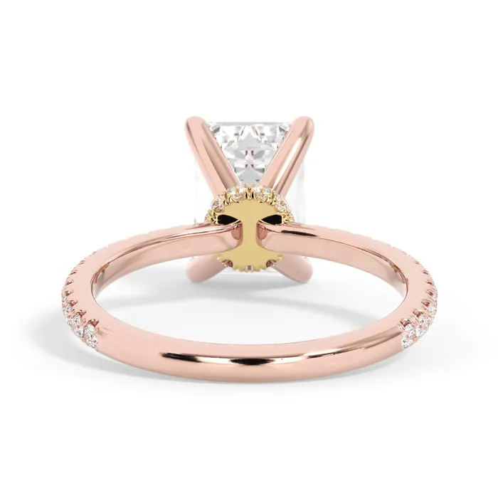 Rings deBebians Under Halo with Diamond Shank Engagement Ring Yellow Gold Wrap