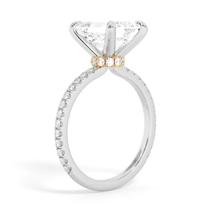 Rings deBebians Under Halo with Diamond Shank Engagement Ring Yellow Gold Wrap