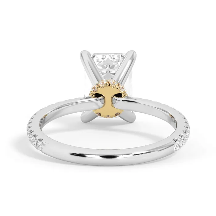 Rings deBebians Under Halo with Diamond Shank Engagement Ring Yellow Gold Wrap