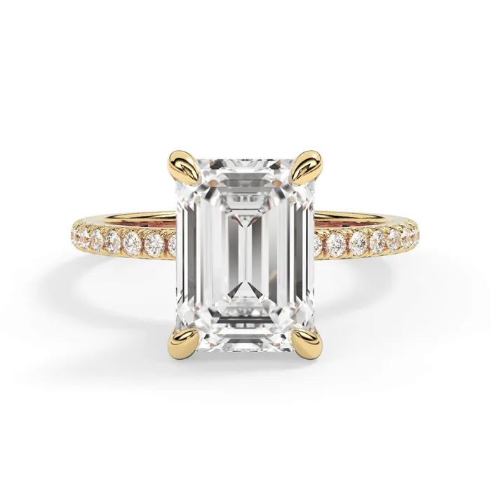 Rings deBebians Under Halo with Diamond Shank Engagement Ring Yellow Gold Wrap