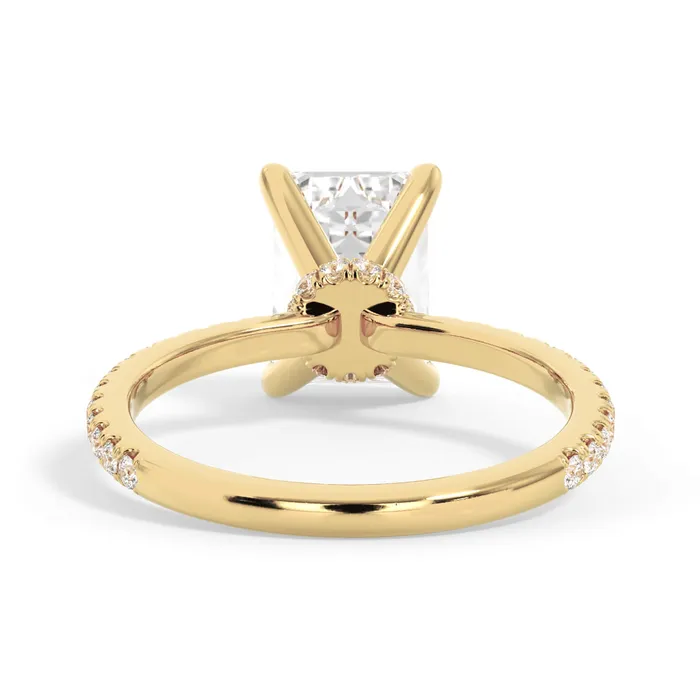 Rings deBebians Under Halo with Diamond Shank Engagement Ring Yellow Gold Wrap