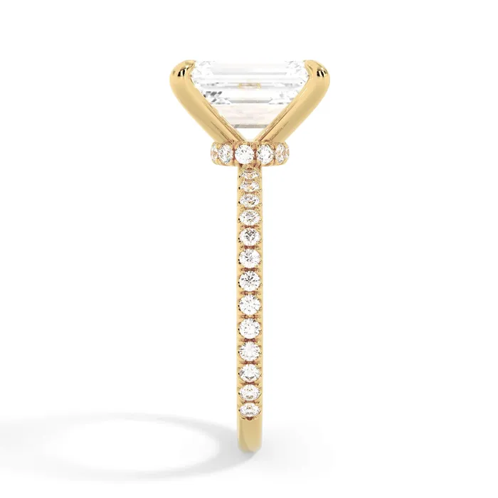Rings deBebians Under Halo with Diamond Shank Engagement Ring Yellow Gold Wrap
