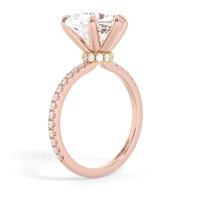 Rings deBebians Under Halo with Diamond Shank Engagement Ring Yellow Gold Wrap