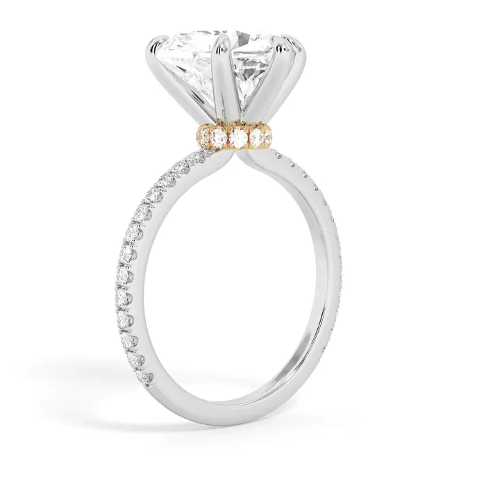 Rings deBebians Under Halo with Diamond Shank Engagement Ring Yellow Gold Wrap