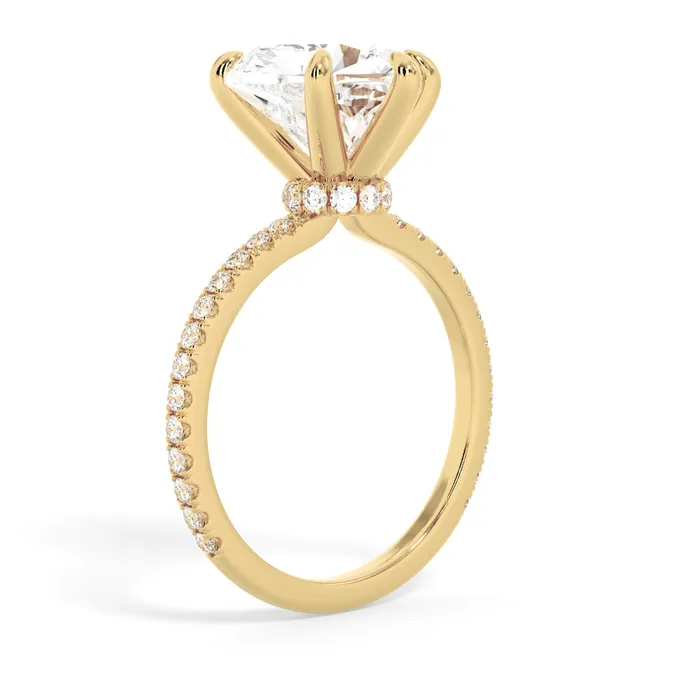Rings deBebians Under Halo with Diamond Shank Engagement Ring Yellow Gold Wrap