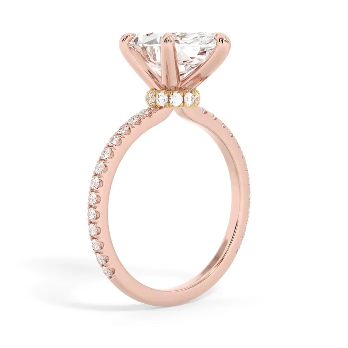 Rings deBebians Under Halo with Diamond Shank Engagement Ring Yellow Gold Wrap