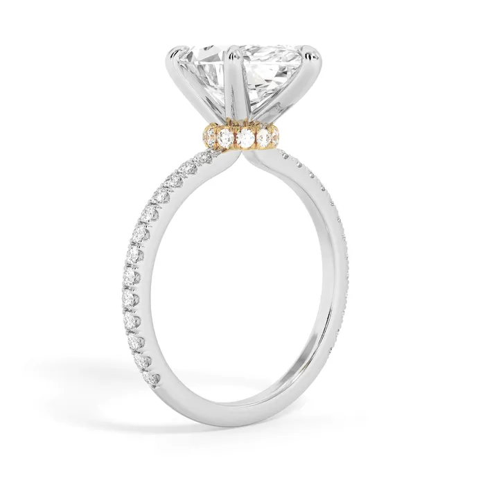 Rings deBebians Under Halo with Diamond Shank Engagement Ring Yellow Gold Wrap