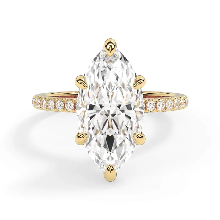 Rings deBebians Under Halo with Diamond Shank Engagement Ring Yellow Gold Wrap