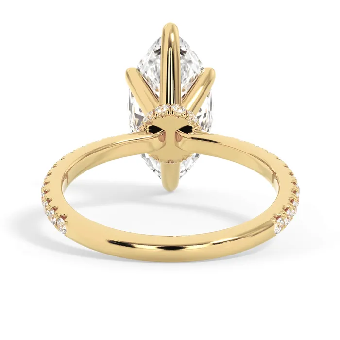Rings deBebians Under Halo with Diamond Shank Engagement Ring Yellow Gold Wrap