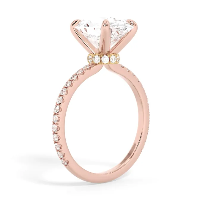 Rings deBebians Under Halo with Diamond Shank Engagement Ring Yellow Gold Wrap