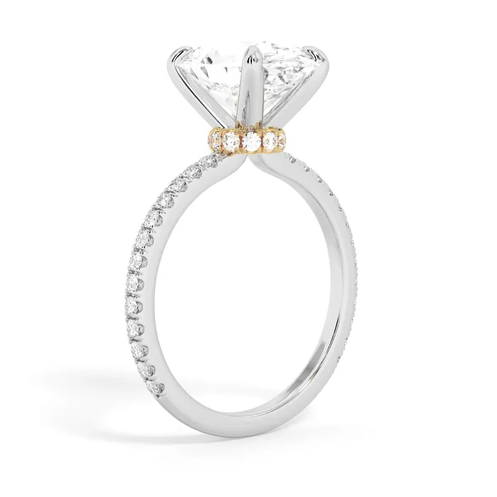 Rings deBebians Under Halo with Diamond Shank Engagement Ring Yellow Gold Wrap