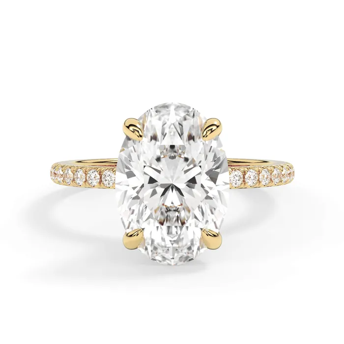 Rings deBebians Under Halo with Diamond Shank Engagement Ring Yellow Gold Wrap