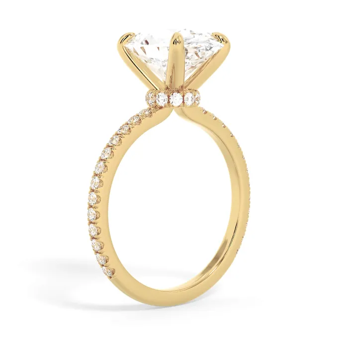 Rings deBebians Under Halo with Diamond Shank Engagement Ring Yellow Gold Wrap