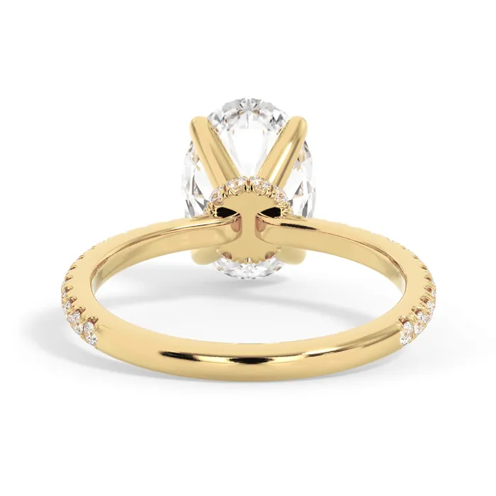 Rings deBebians Under Halo with Diamond Shank Engagement Ring Yellow Gold Wrap