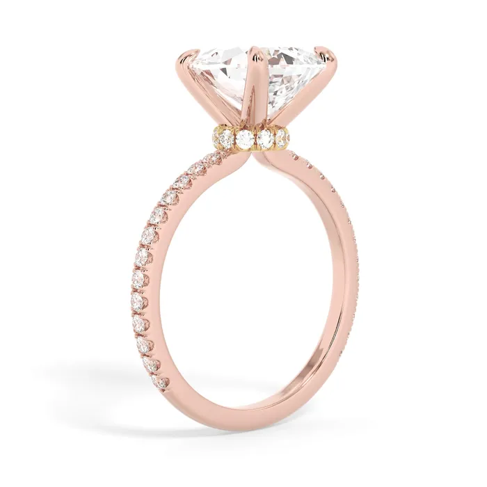 Rings deBebians Under Halo with Diamond Shank Engagement Ring Yellow Gold Wrap
