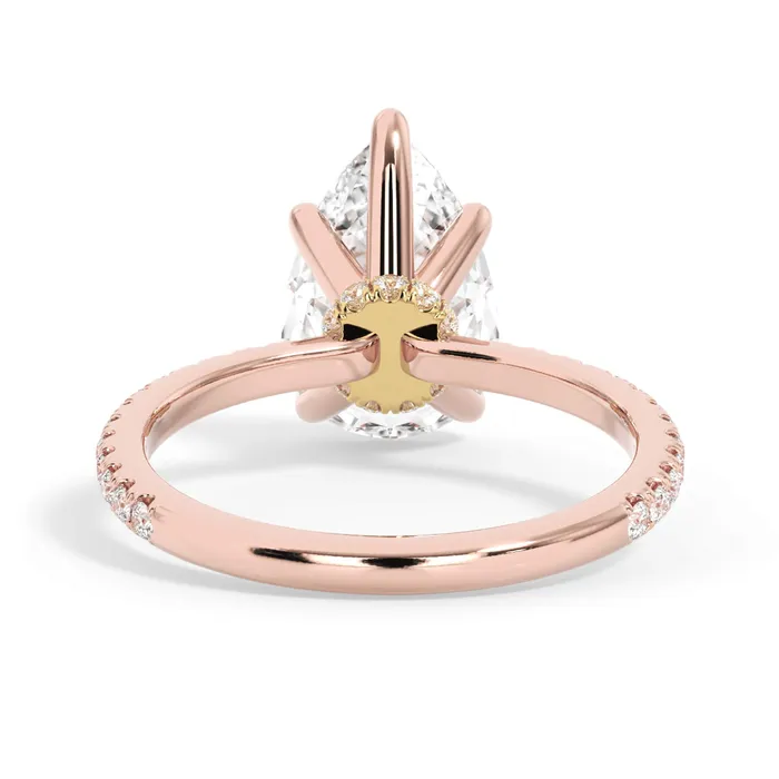 Rings deBebians Under Halo with Diamond Shank Engagement Ring Yellow Gold Wrap