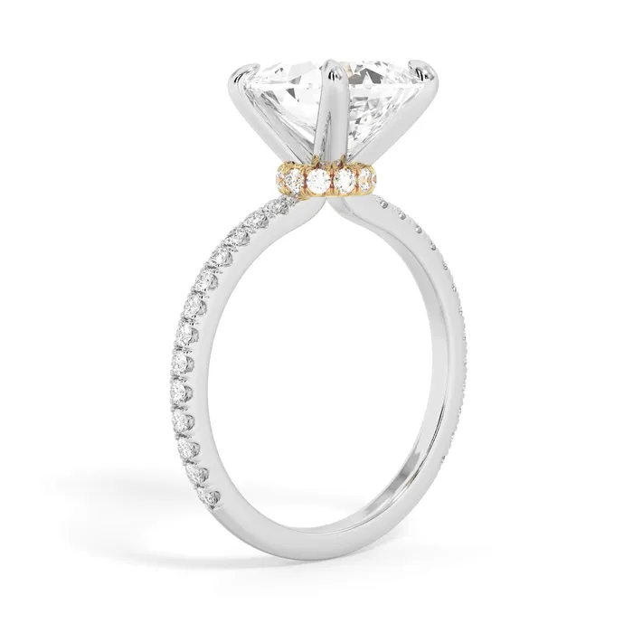 Rings deBebians Under Halo with Diamond Shank Engagement Ring Yellow Gold Wrap