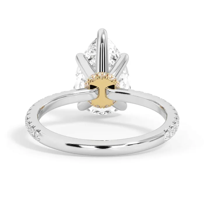 Rings deBebians Under Halo with Diamond Shank Engagement Ring Yellow Gold Wrap