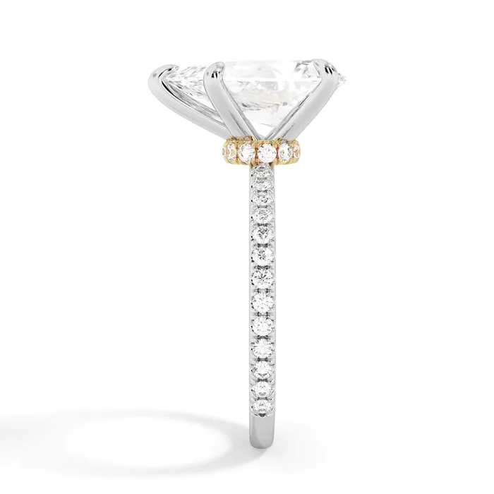 Rings deBebians Under Halo with Diamond Shank Engagement Ring Yellow Gold Wrap