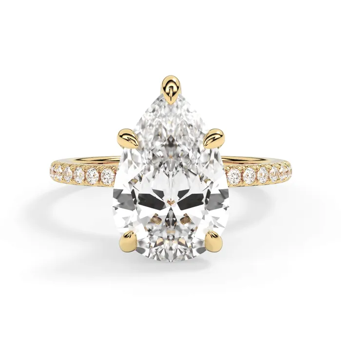 Rings deBebians Under Halo with Diamond Shank Engagement Ring Yellow Gold Wrap