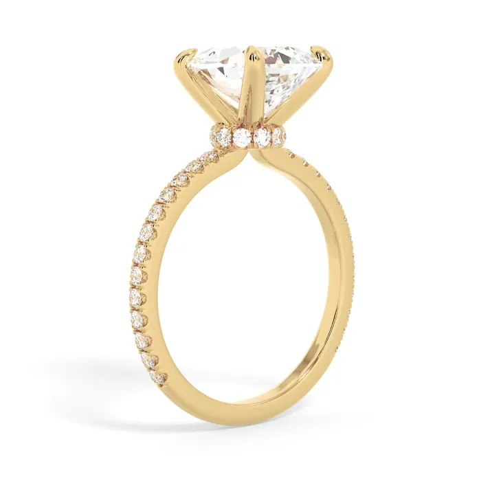 Rings deBebians Under Halo with Diamond Shank Engagement Ring Yellow Gold Wrap