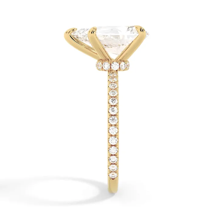 Rings deBebians Under Halo with Diamond Shank Engagement Ring Yellow Gold Wrap