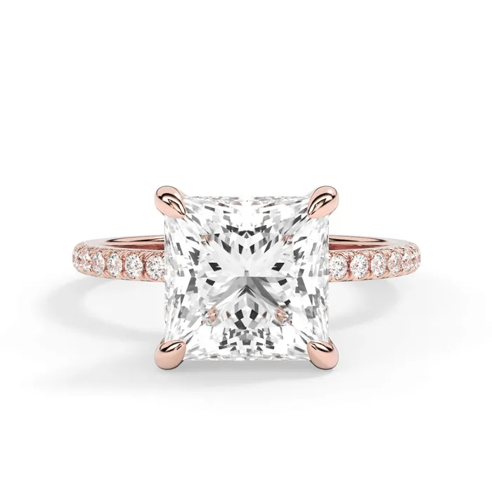 Rings deBebians Under Halo with Diamond Shank Engagement Ring Yellow Gold Wrap
